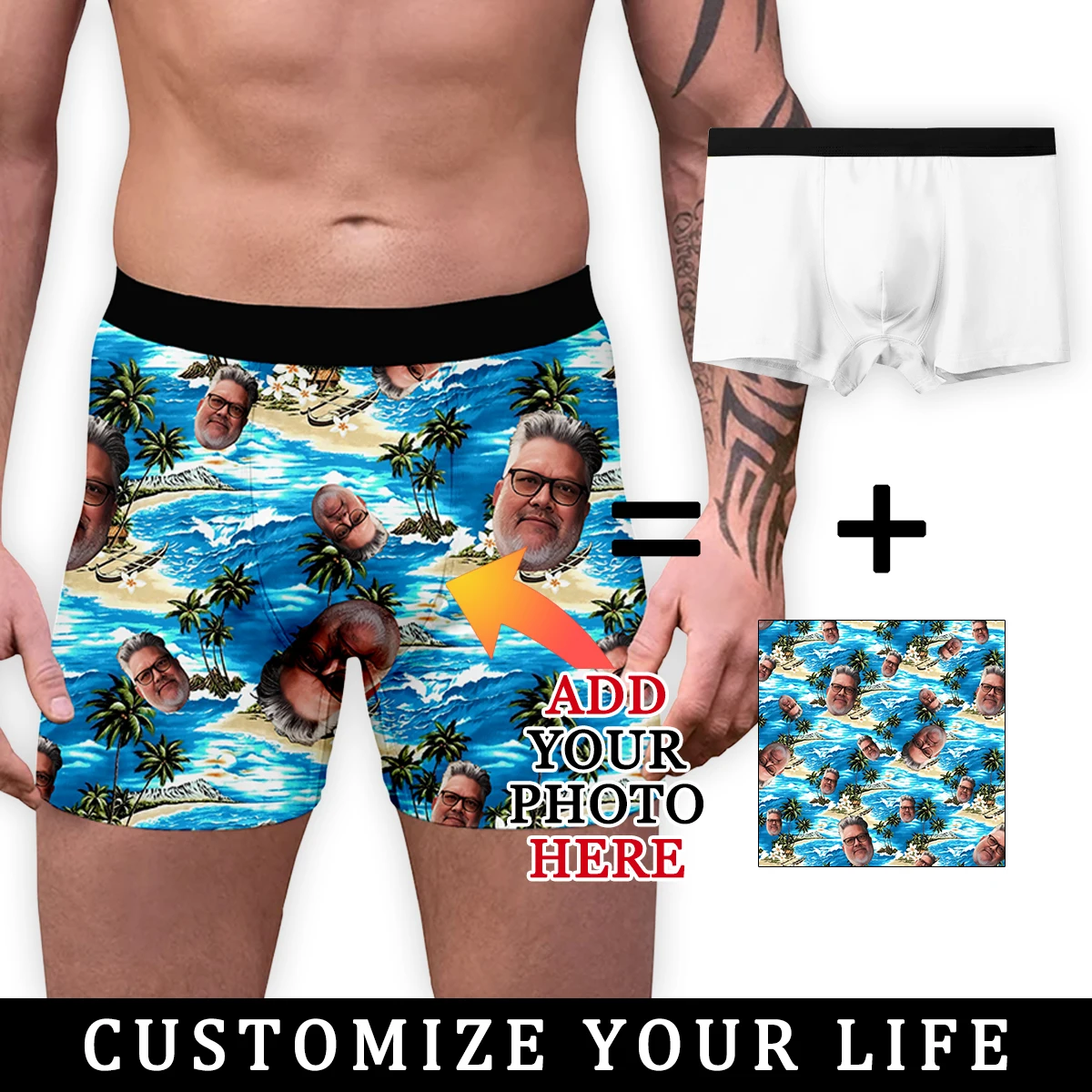 3D Digital Print Men's Panties Personalized Custom Patterns Underwear Boxer Briefs Underpants Valentine’s Day Gift For Husband