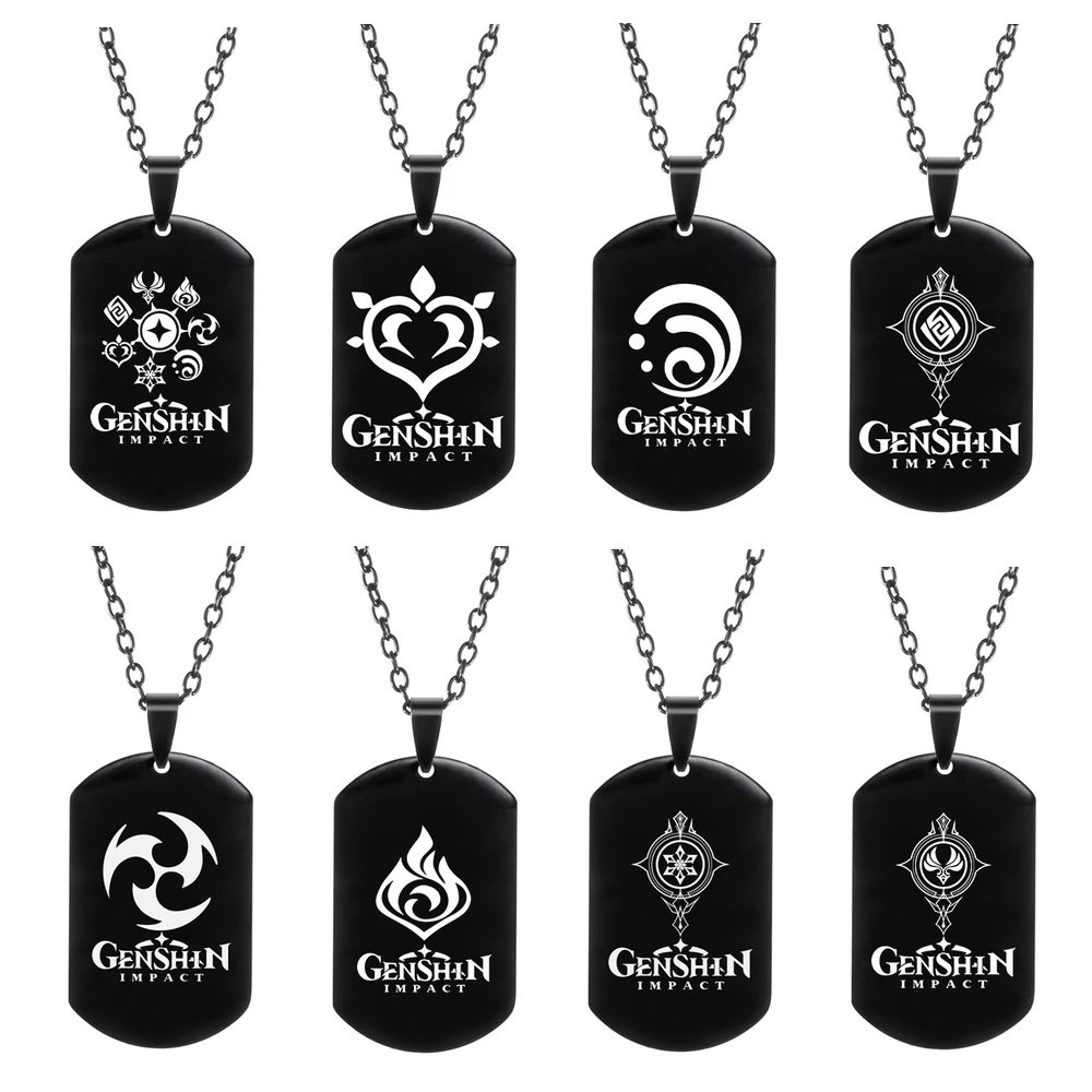 Anime Genshin Impact Eye God Vision Pendant Necklace Klee Xiao Keqing Venti Figure Cosplay Necklace Stainless Steel Gifts