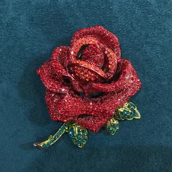 Fashionable Retro Rhinestone Rose Brooch Flower Personalized Pin Wedding Queue Gift Clothing Accessories Universal