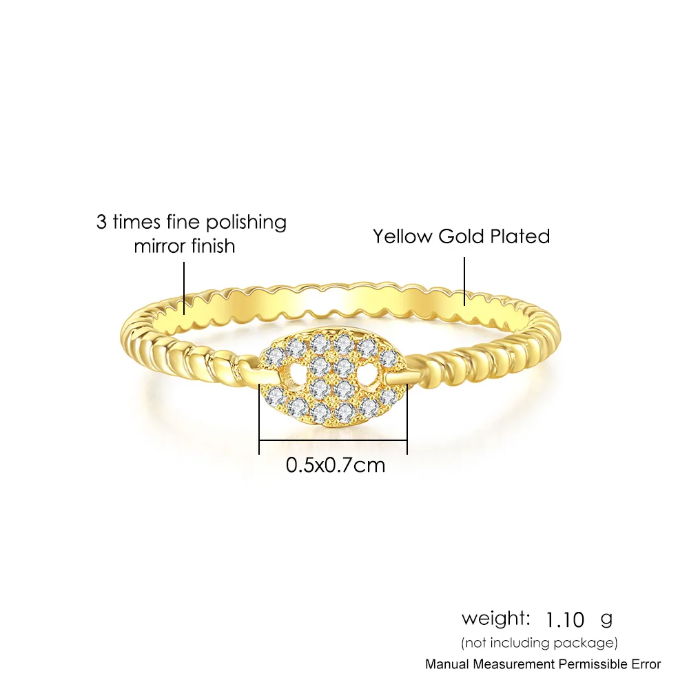 Twisted Ring for Women Trendy Micro Inlaid Zircon Gold Color Midi Button Stacking Dainty Rings Finger Accessories Jewelry R735 - view 6