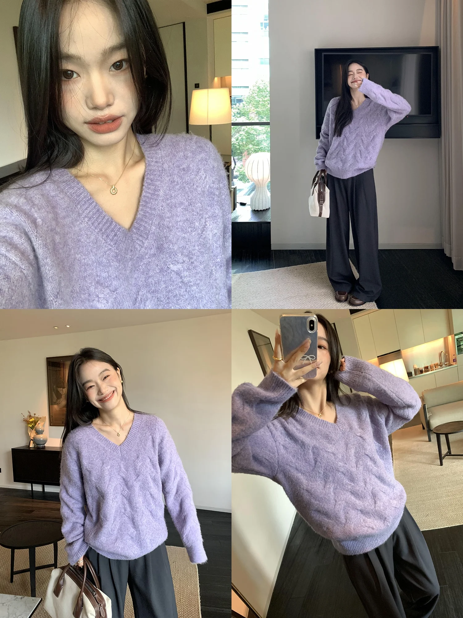 

Pusumede ey Loose Lazy Sle V-Ne Overhead Knitted Sweater Women's Autumn Winter New Soft Knitted Top