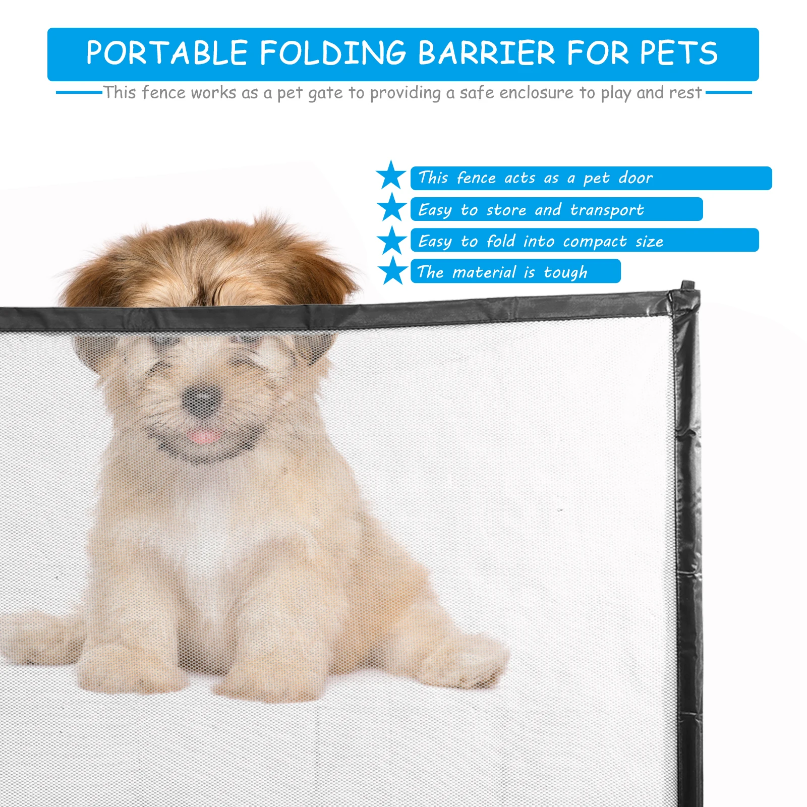 

1 Set 180x72cm General Pet Enclosure Fence Portable Assembled Dog Mesh Barrier Fence Safety Enclosure Net