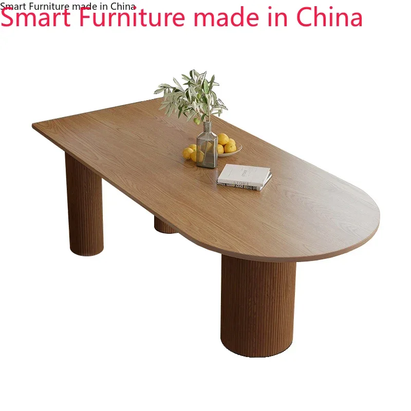 Customized Nordic simple lonely island dining table Modern living room All-solid wood semi-circular dining table Light luxury