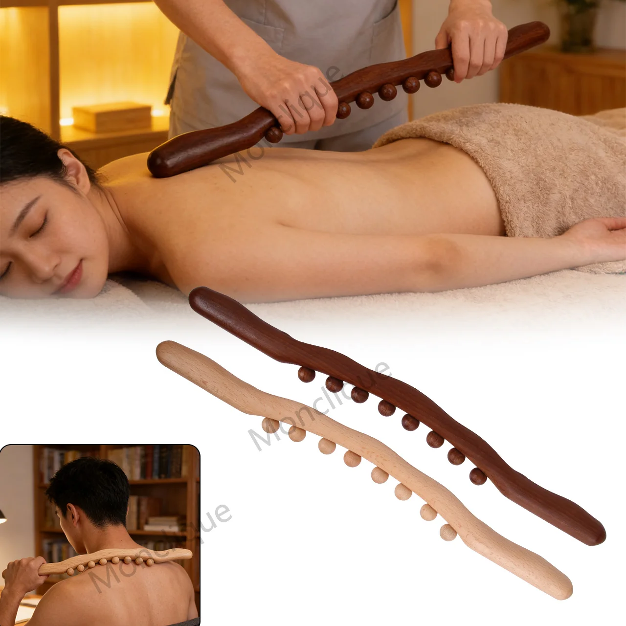 

Wooden GuaSha Stick Lymphatic Drainage Massager Back Acupoint Tendon Scraping Stick Relaxation Muscle Massage Tool Accessories