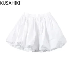 KUSAHIKI Korean Pleated A-line Mini Short Causal Solid High Waist Women Y2k Short Femme 2023 Autumn Bottoms Mujer