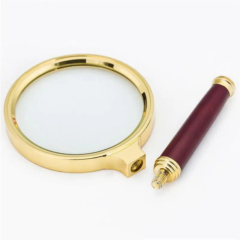 10X Vintage Reading Magnifier with Wooden Handle Hand-Held Magnifying Glass with Optical Glass Magnifying Glass Lens Magnifier