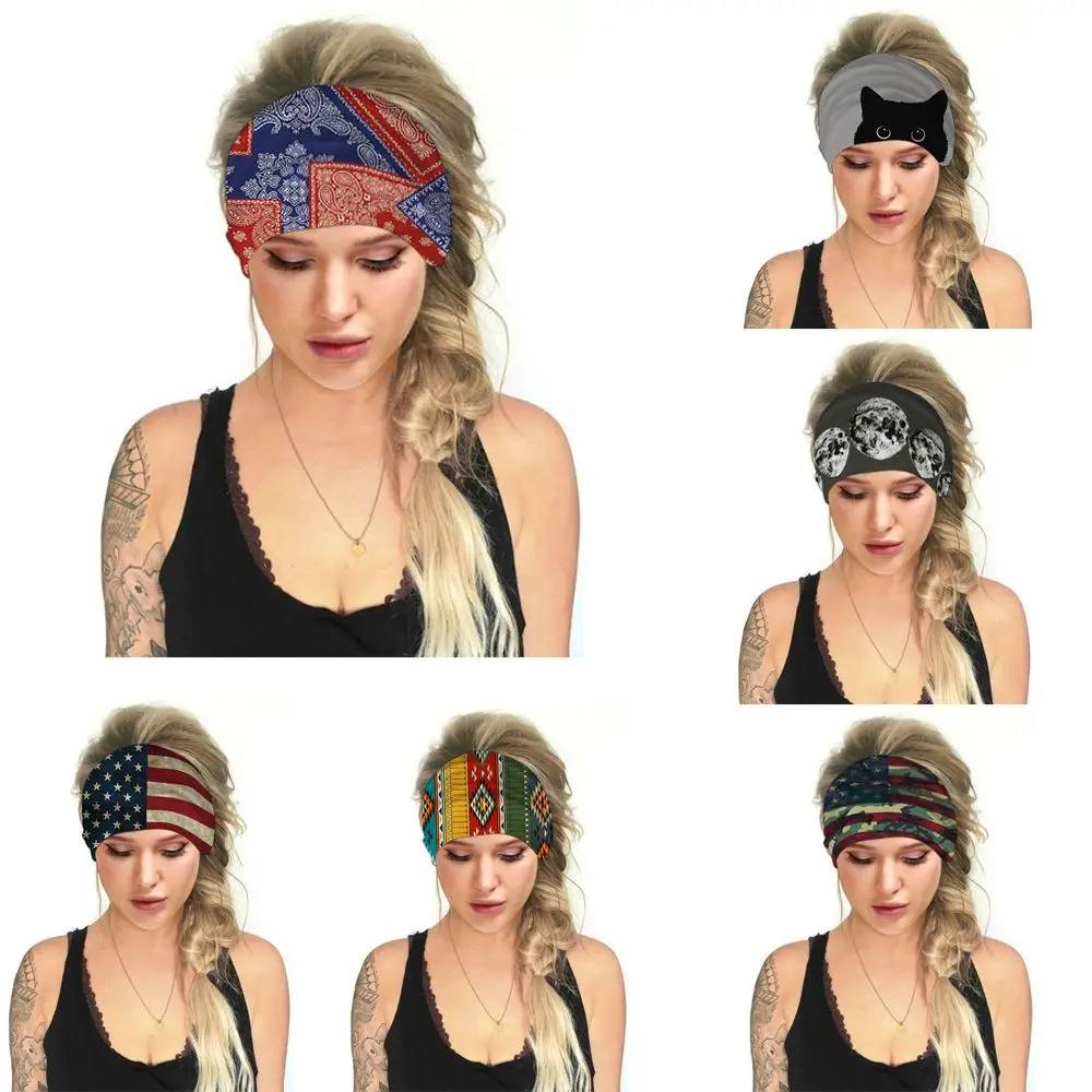 Multi-function Headband Scarf Stretchable Anti-Slip Yoga Hair Bands Sports Headband Fitness Sweat Bands Running Hairband