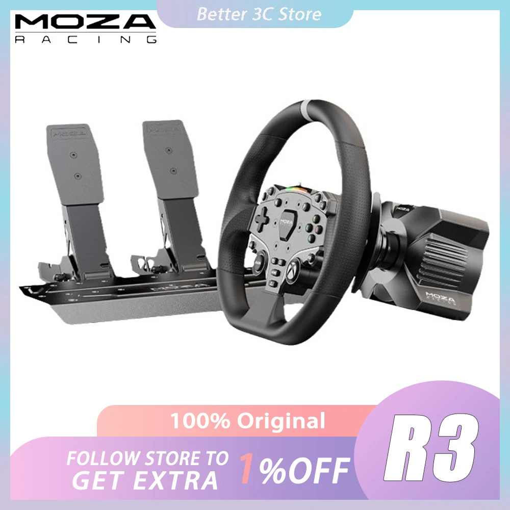 MOZA R3 Racing Wheel and Pedals for Xbox & PC Racing Simulator Customized Keys Hall Sensor Aluminium Alloy PC Gamer Accessories