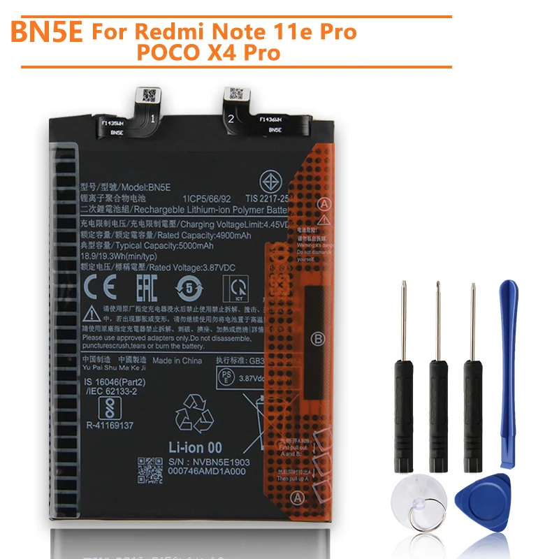 Production in 2024 Replacement Battery BN5E For Xiaomi Redmi Note 11e Pro POCO X4 Pro Rechargeable Phone Batteries 4900mAh