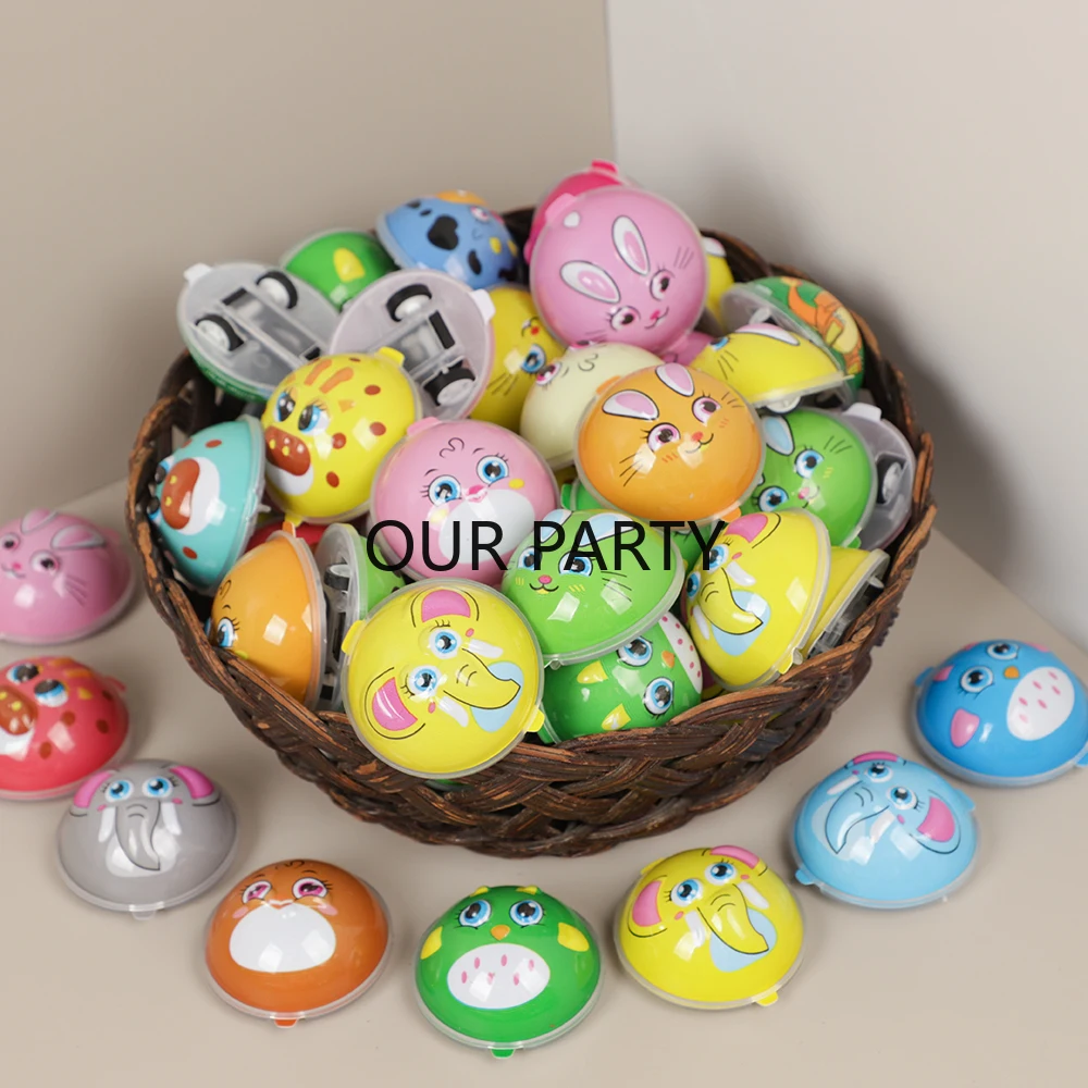 15PCS Cartoon Mini Animal Round Pull Back Cars Toy for Kids Birthday Party Favors Baby Shower Guest Pinata Gifts School Prizes