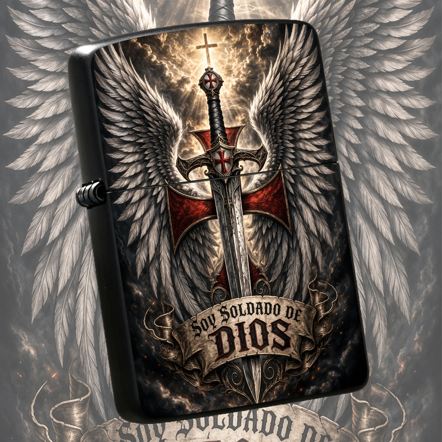 I Am Soldier Of God Themed With Angel Wings And Templar Cross Retro Pattern, Portable Practical Accessory For Daily Use, Ideal Gift For Family And Friends On All Kinds Of Festivals, Cool Unique Collectible Decor Fits Any Occasion A Humorous