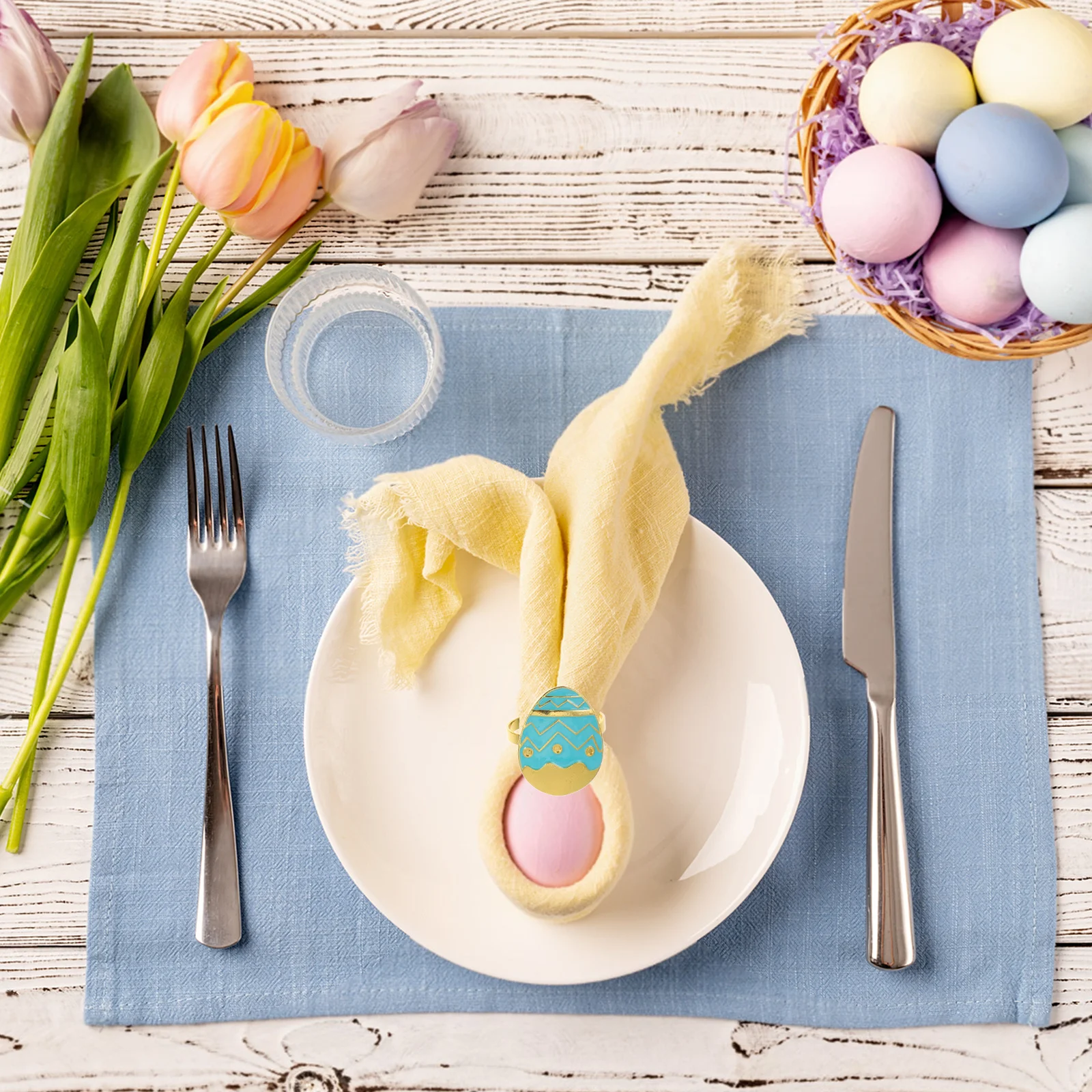 

2pcs Easter Egg Napkin Rings Reusable Holiday Party Table Decor For Family Gatherings Spring Celebration Easter Party Supplies