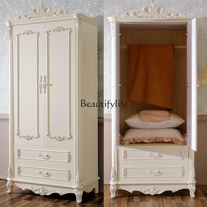 LXEuropean wardrobe three four five doors ivory white drawing silver storage engraved French door cabinetSSS