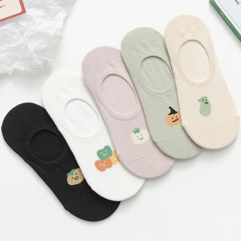 5/10/15 Pairs Shallow Mouth Spring and Summer Thin Invisible Non-slip Silicone Heel Women's Boat Socks Women's Short Socks