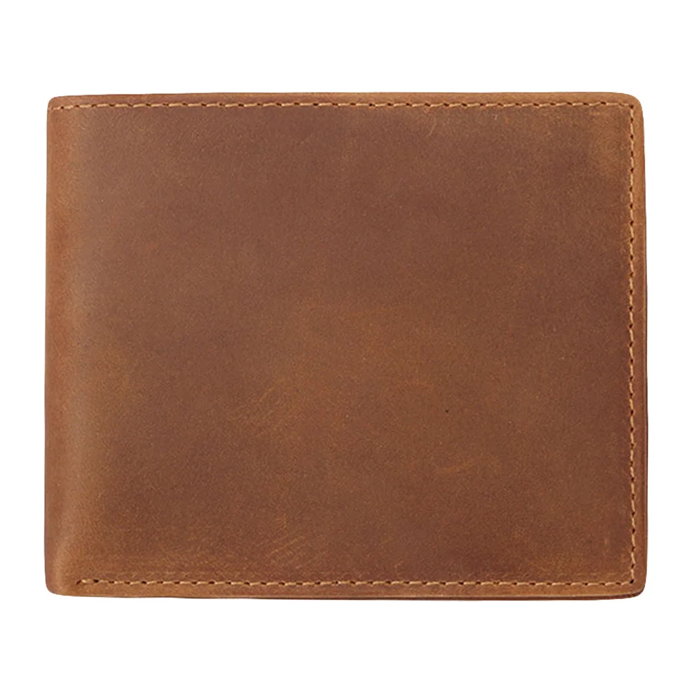 1Pcs Rfid Bifold Cowhide Men Wallet Vintage Style PU Purse Card Holder Cash Storage Male Wallet Man Bifold Purse