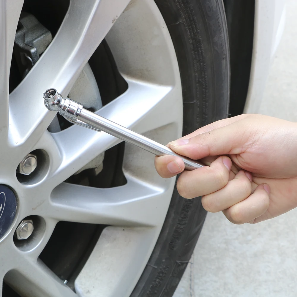 Car Styling Tire/Tyre air pressure Test Meter 5-50 PSI Silver Pen Shape Emergency Use Pressure Gauge