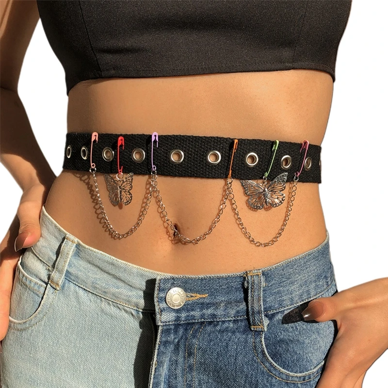 

Punk Waist Chain Gothic for Women Body Belt with Chic Alloy Pendant Waist Chains for Halloween Dance Party Jewelry