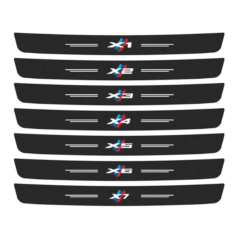 1PC Car Trunk Door Sill Protector Plate Rear Bumper Sticker for BMW X1 X2 X3 X4 X5 X6 X7 Logo Carbon Fiber Door Pedal Strips