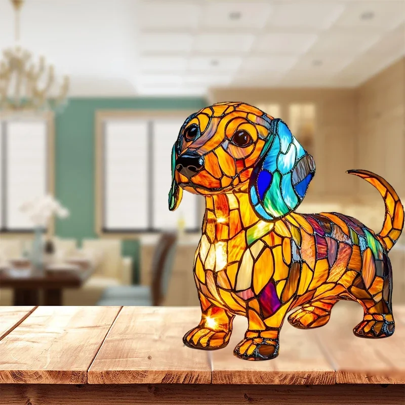 Pet Lamp Magical Corgi Dog Ranch Glowing Night Light Beautiful Light Bedside Table Lamp With USB Retro Home Decor