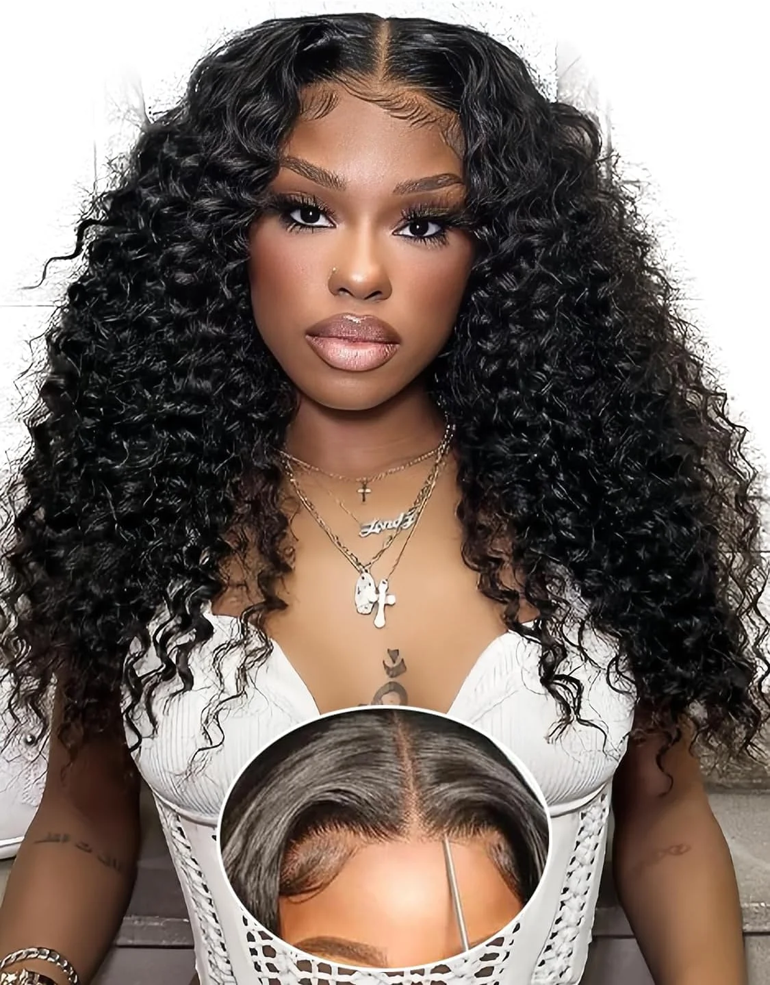 

MYLOCKME 5x5 Glueless Deep Wave Ready to Wear Lace Clousure Wig Human Hair Pre Plucked 6x4 Curly Brazilian Remy 7x5 Lace Frontal Wigs