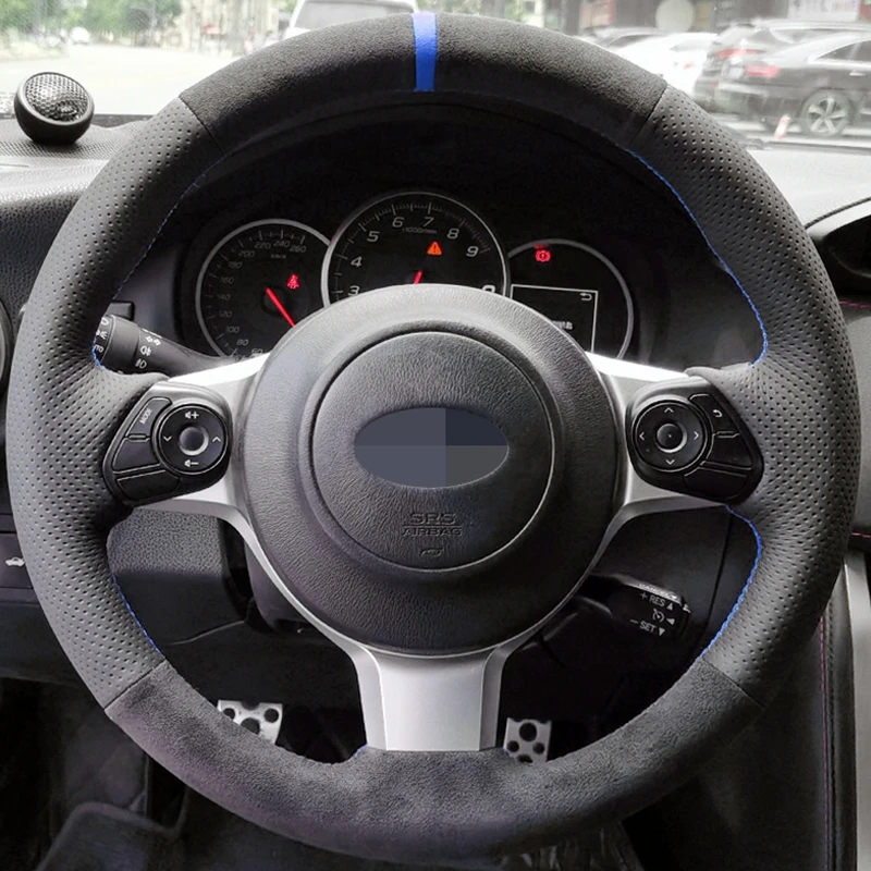 

Car Steering Wheel Cover For Toyota 86 spear s 2016 2017 2018 2019 Subaru BRZ 2016-2019 Black Suede Leather Braid
