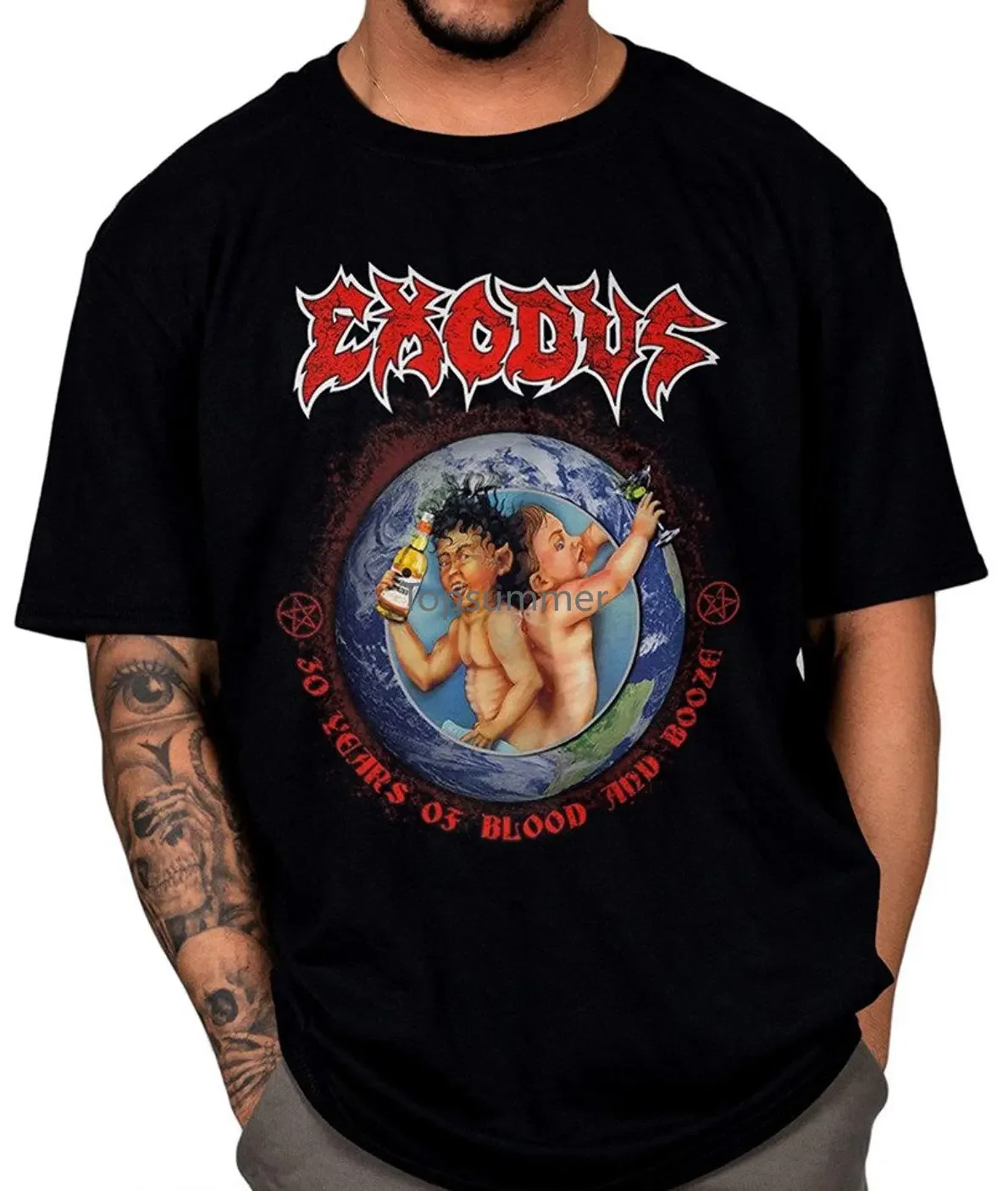 Exodus 30 Years Unisex T-Shirt Blood In Out Exhibit B Force Habit Band Design T Shirt Men'S High Quality