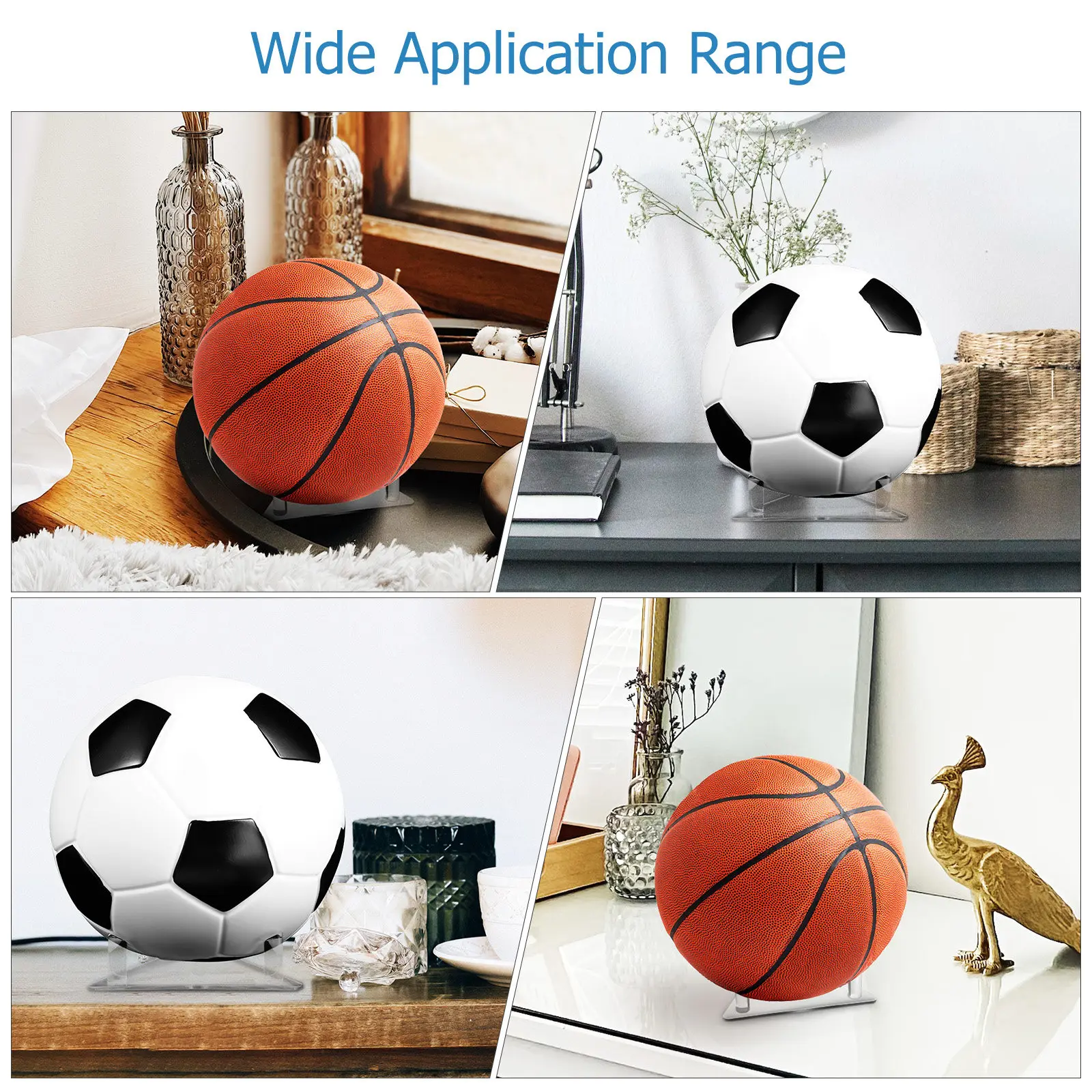 

2 шт. подставки для футбольных мячей, прозрачные акриловые держатели для баскетбольных, футбольных, волейбольных мячей, стойки для хранения баскетбольных мячей