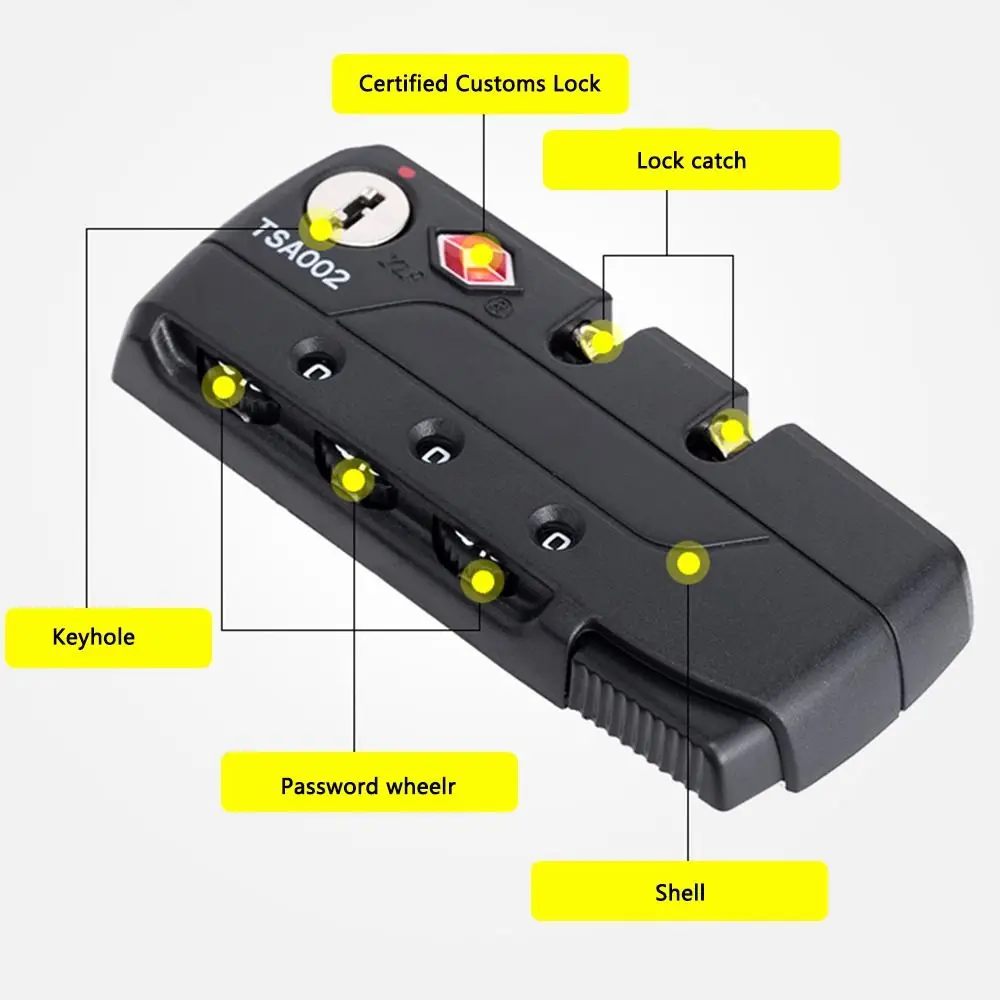 TSA 3 Digit Password Customs Lock Security Anti-Theft Lock Suitcase Luggage Coded Lock Cabinet Locker Padlock Travel Bag Lock