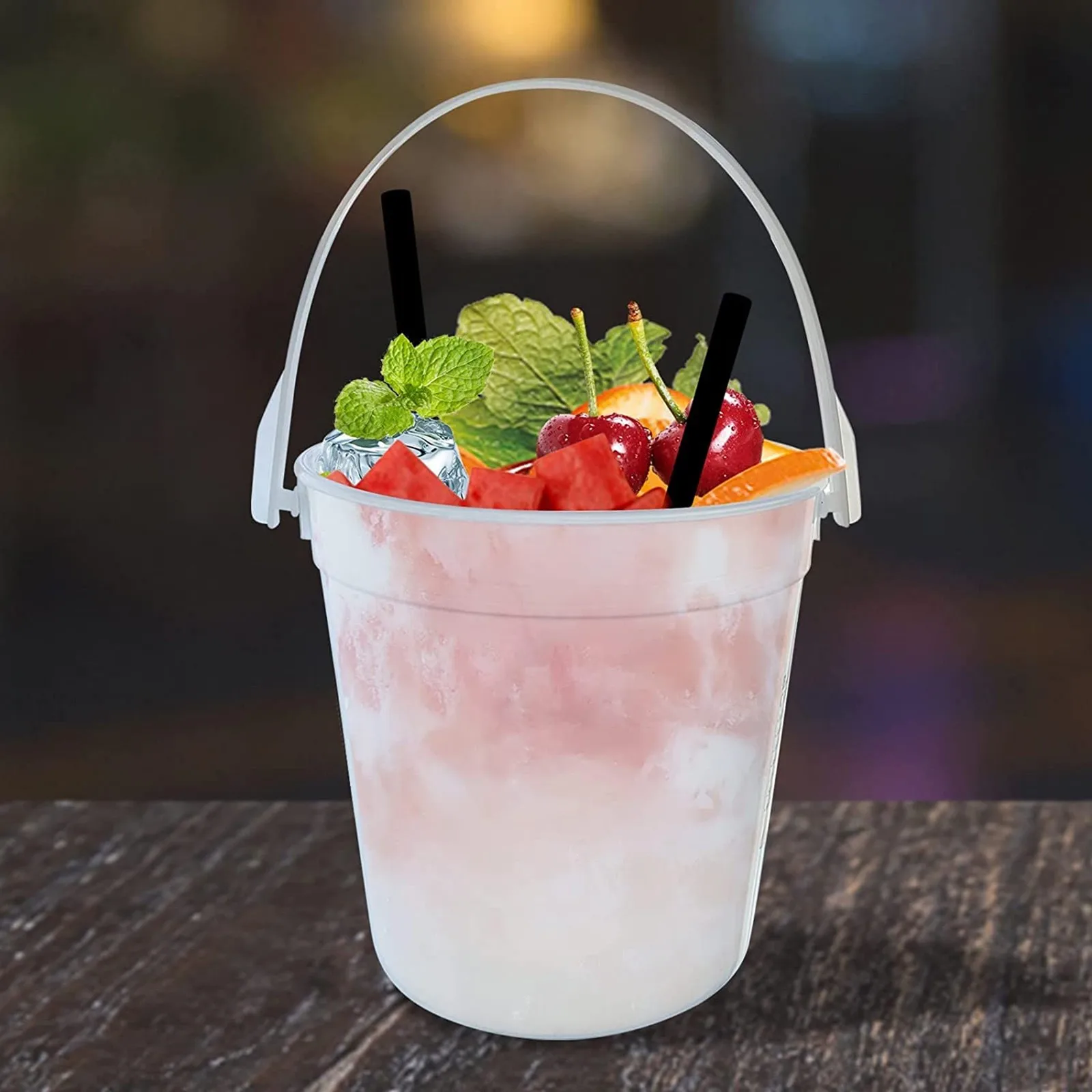 5Pcs Plastic Cocktail Buckets For Drinks Anything But A Cup Party Ideas Reusable Punch Bowls 1 Liter Ice Bucket Smoothie Bucket