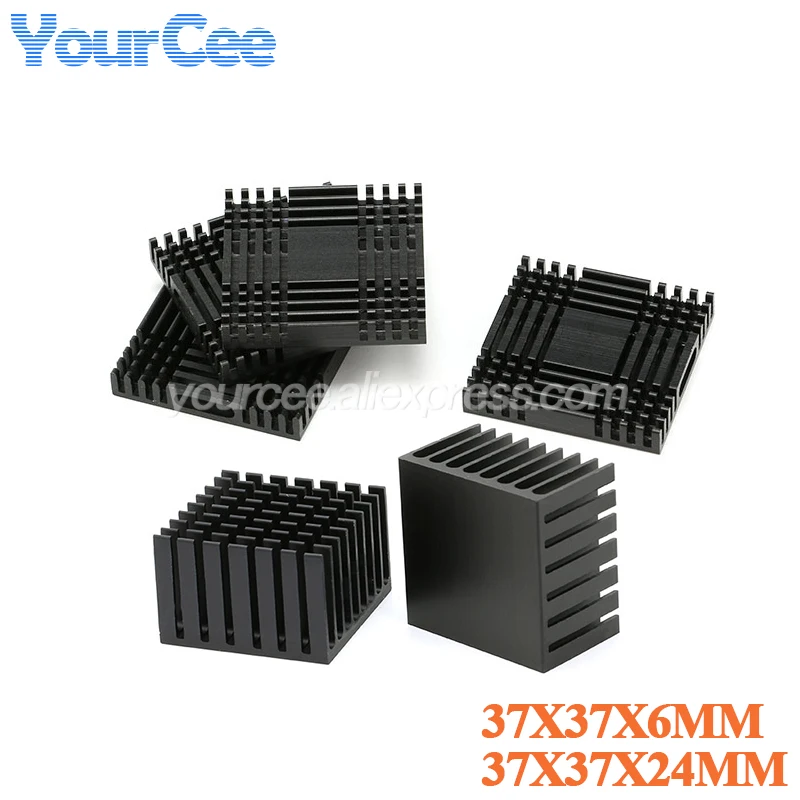5pcs/1pc 37*37*24mm 37x37x6mm Heatsink Radiator Cooling Fin Aluminum Heat Sink for LED Power IC Transistor Module PBC 37X37X24mm