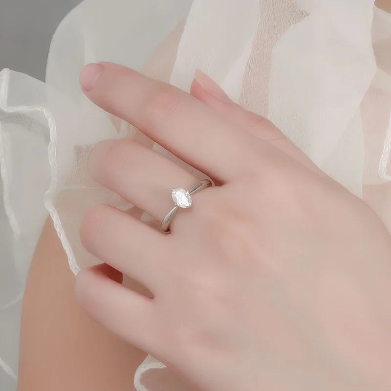 خاتم خطوبة مويسانيتي بيضاوي القطع 1 قيراط للنساء، مطلي بالذهب عيار 925، خاتم زفاف سوليتير، مقاس 5 -10