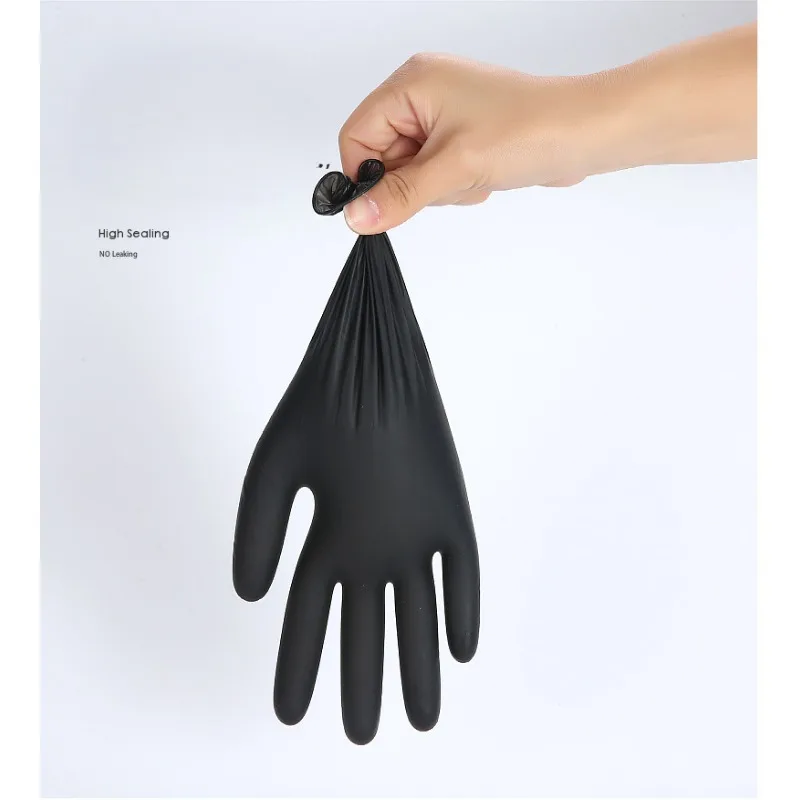 100PCS Disposable Black Nitrile Gloves Latex Free Waterproof Durable Suitable for Kitchen Food Processing Beauty SalonFamily