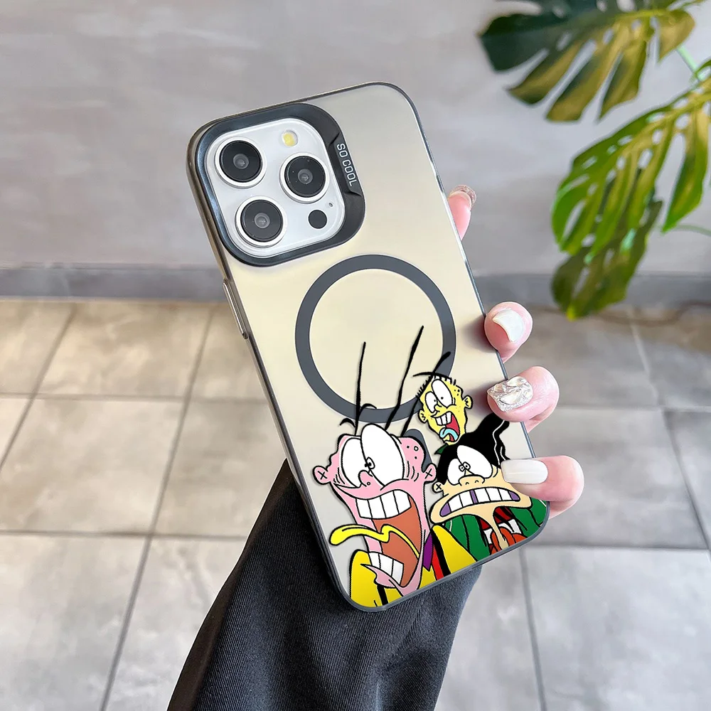 حافظة مغناطيسية كارتونية E-Ed Edd N Eddy Magsafe لهاتف آيفون 11 12 13 14 15 16 Pro Max Plus غطاء خلفي ناعم مطلي بالفضة ومضاد للسقوط