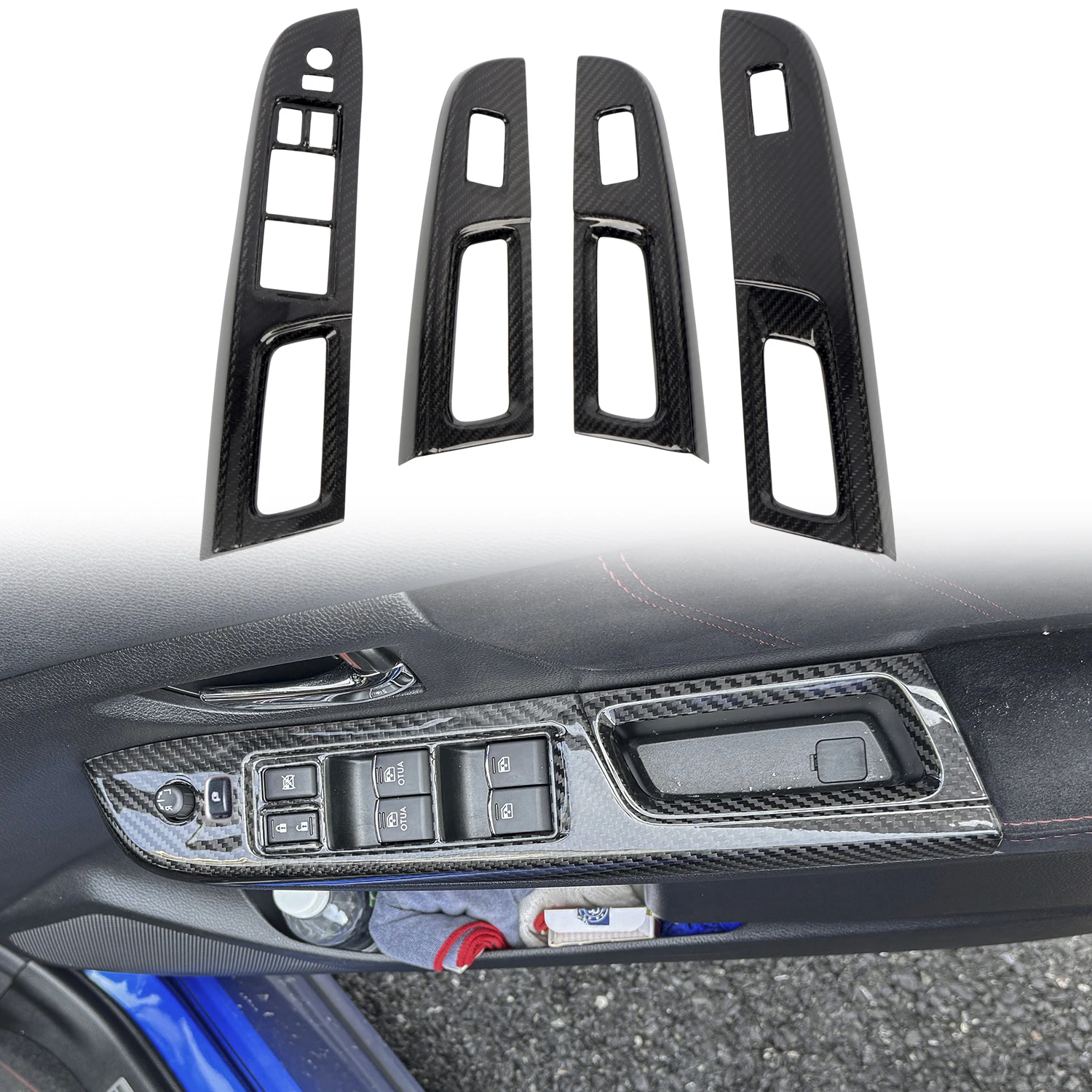 for Subaru WRX, WRX STi 2014-2019 Door Panel Overlay Carbon Fiber 4pcs, Only for RHD