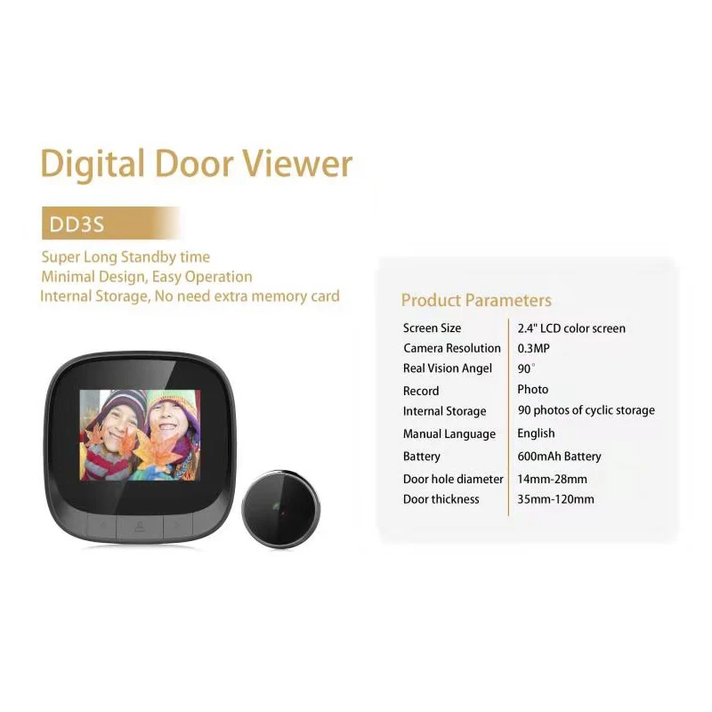 Cámara Digital de 2,4 pulgadas para puerta, mirilla inteligente HD para el hogar, intercomunicador Visible, timbre de vídeo, teléfono con voz, Ojo de gato inteligente