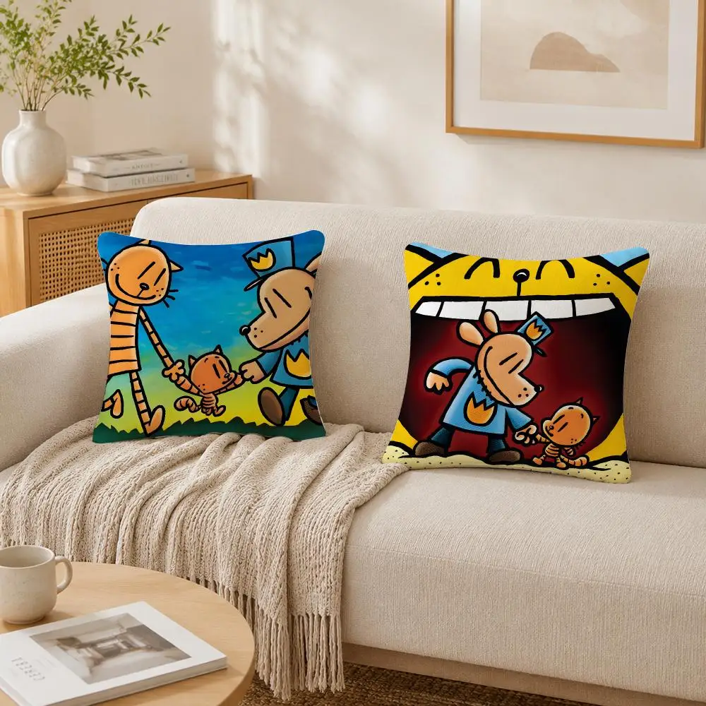 Cute Cartoon D-Dog Man Cushion Cover Plush Decorative Pillow Case With Hidden Zipper Cutecore Room Decor For Home