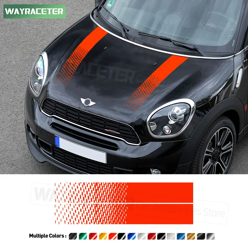 

2 Pcs/Set Bonnet Hood Stripes Sticker Engine Cover Vinyl Decal For MINI Countryman R60 JCW John Cooper Works Accessories
