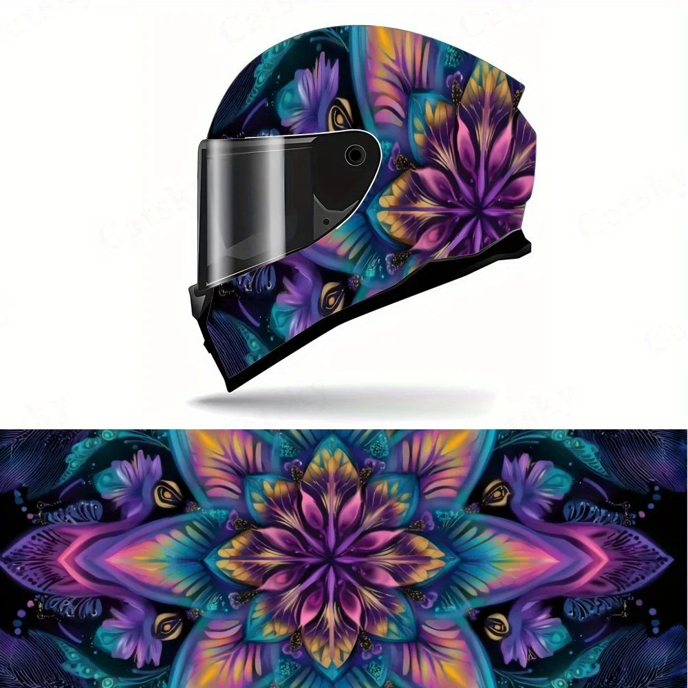 Adesivo Colorido de Mandala Mística para Capacete de Moto, Gráfico de Corrida, Decalque de PVC Autoadesivo à Prova d'Água, Impactante