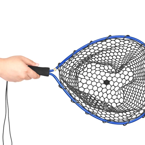 Imagen 2 del producto Red de pesca de silicona suave, herramientas de aleación de aluminio, malla pequeña plegable, Red de aterrizaje, Red de fundición, trampa