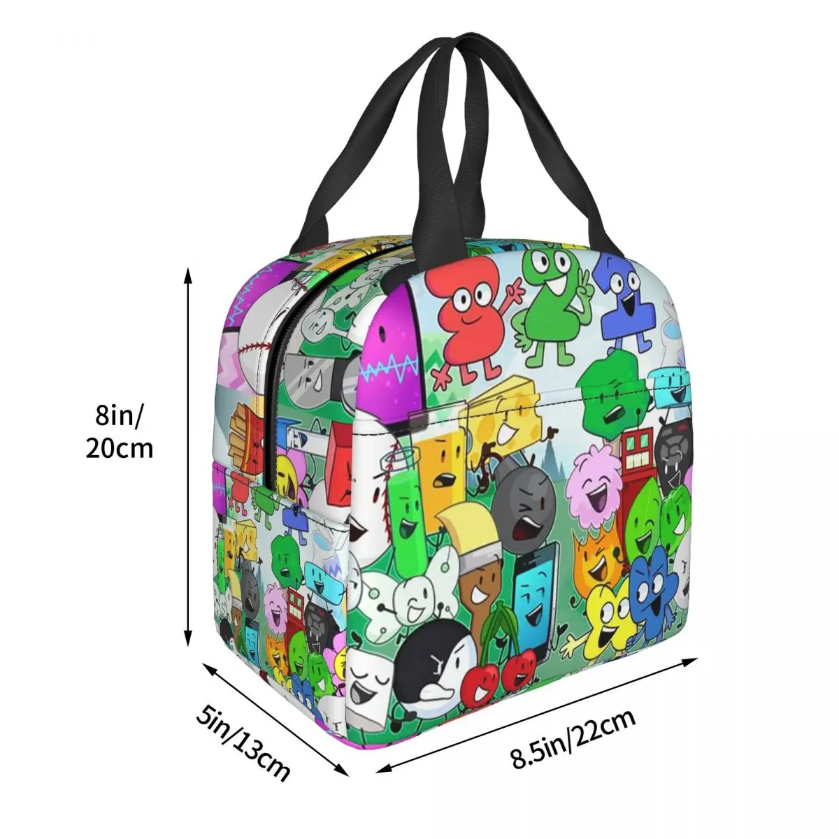 BFDI Inanimate Battle For Dream Island Anime Insulated Lunch Bag for Women Kids Leakproof Food Boxes Thermal Lunch Box Tote