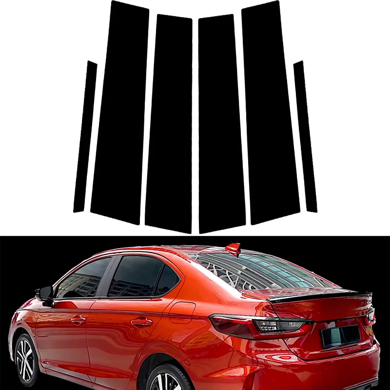 

Car Accessories For Honda City GN1/2/3/5/6/7 Sedan/Hatchback 2020-2023 Door Window Glossy Black Pillar Posts Cover Trim