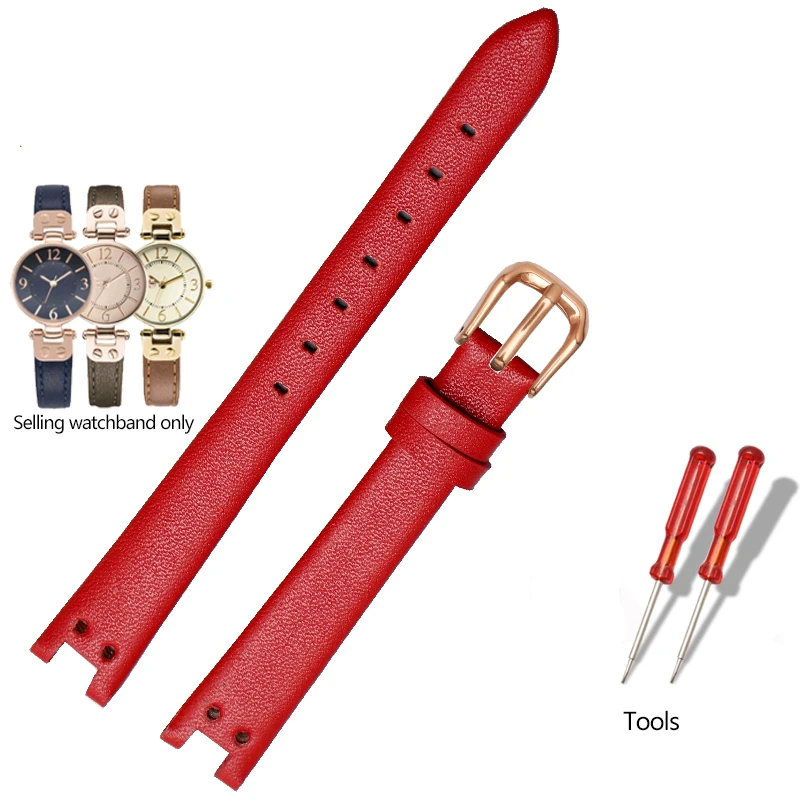 Genuine Leather Strap for Anne Klein Watchband Notch AK Watch Band