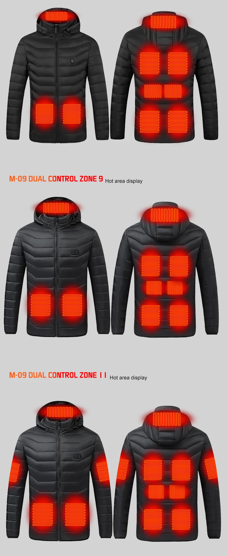 Beheizte Jacke 26 Zonen Winter Herren Damen Motorradjacke USB Elektrische Heizjacke Beheizte Weste Moto Thermotuch – Detail 6