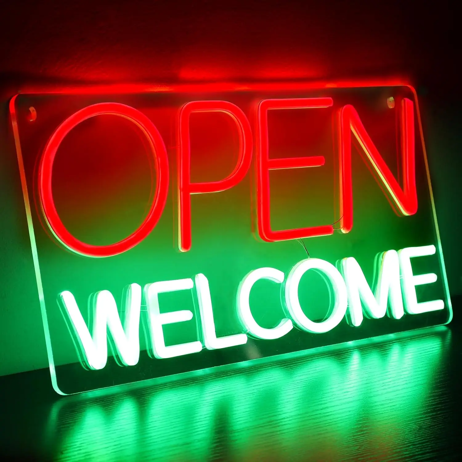 Open Welcome Neon Sign Business LED Neon Lights for Storefront Window Glass Door Shop Store Bar Salon Restaurant Decor Gift