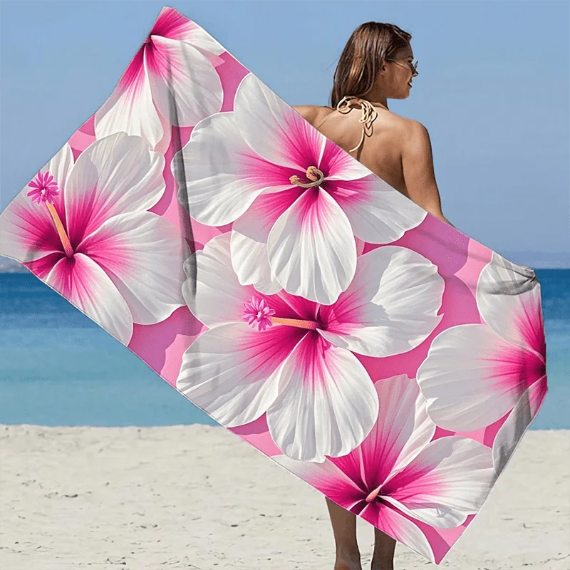 Red Rose Beach Towel, Floral Print, Quick Dry Microfiber, Oversized for Beach, Pool, Travel, Gift for Her, Romantic Design