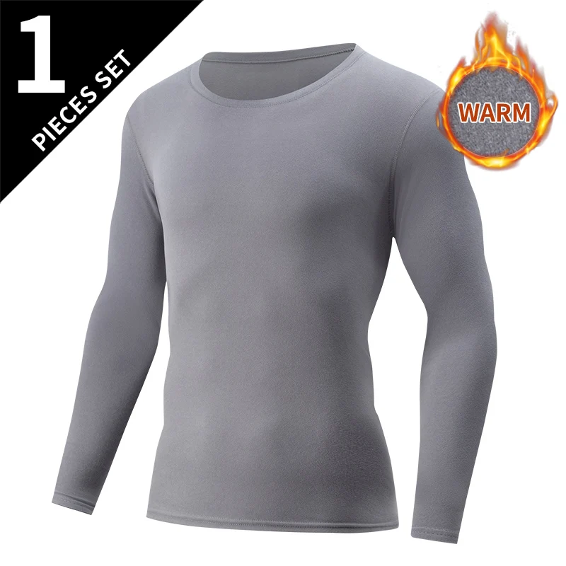 4/1 Stück Herbst und Winter Herren einfarbig Rundhals warme Basis Top Jugend mittleren Alters bequemes lässiges Langarm-T-Shirt – Detail 7
