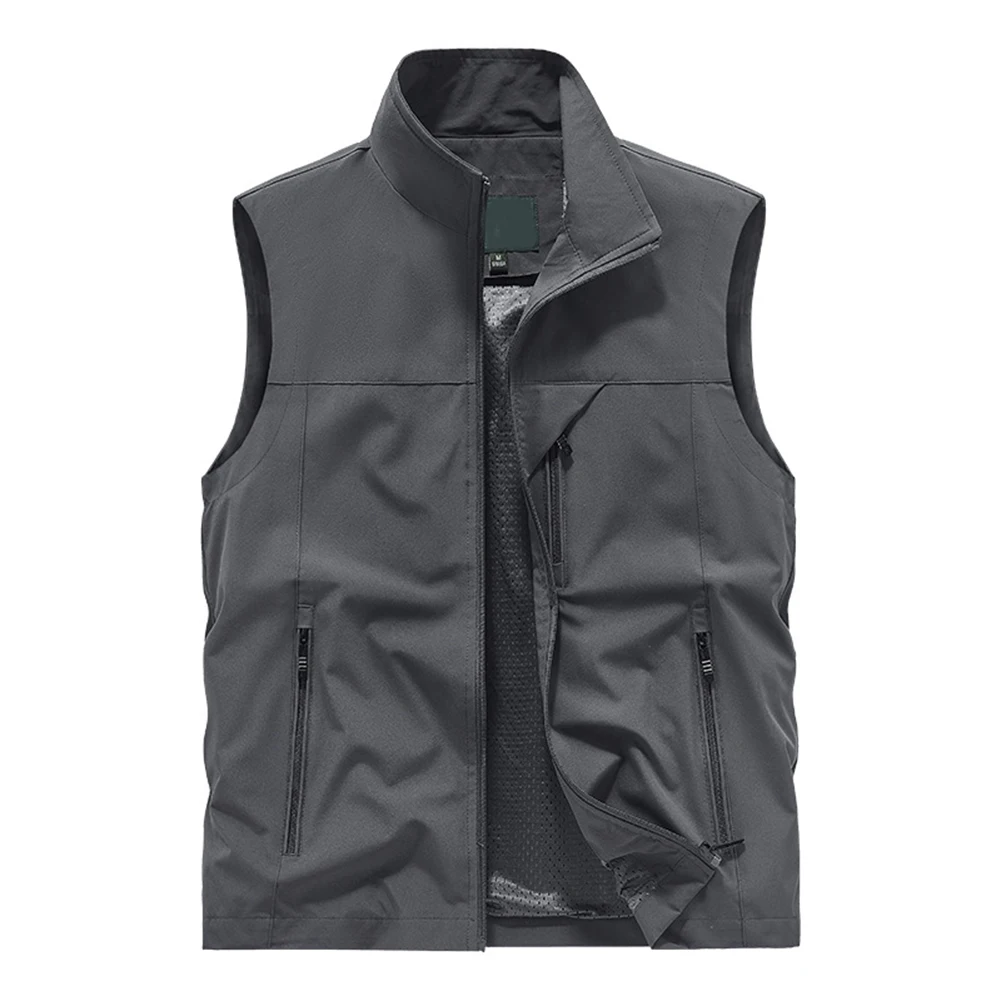 

Soft Sleeveless Jacket Mens Breathable Vests For Vacation For Daily Solid Color Breathable Polyester Fabric Sleeveless