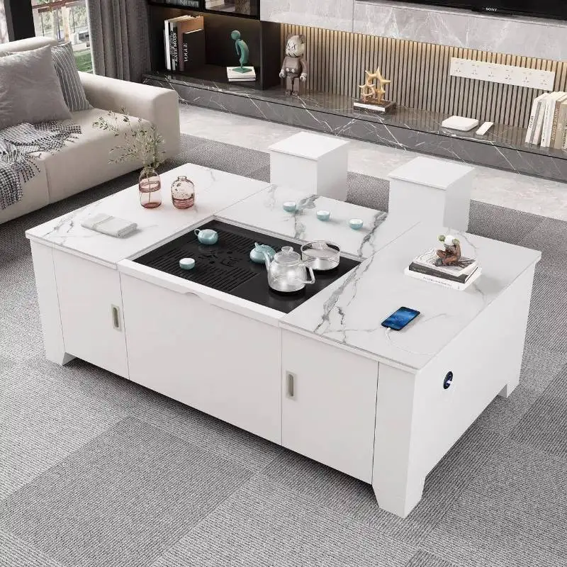 Italian Gray Coffee Table Multifunctional Unique Minimalist Space Coffee Table Center Saving Meuble Salon Living Room Furniture