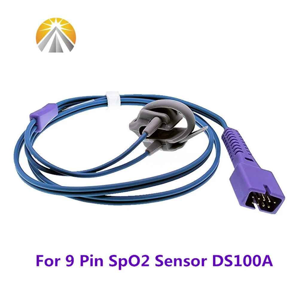 DS100A 9 Pin Reusable SpO2 Sensor 0.9 Meter with Oxi Tech Adult Pediatric Child Neonate Size Multi Brand Patient Monitor