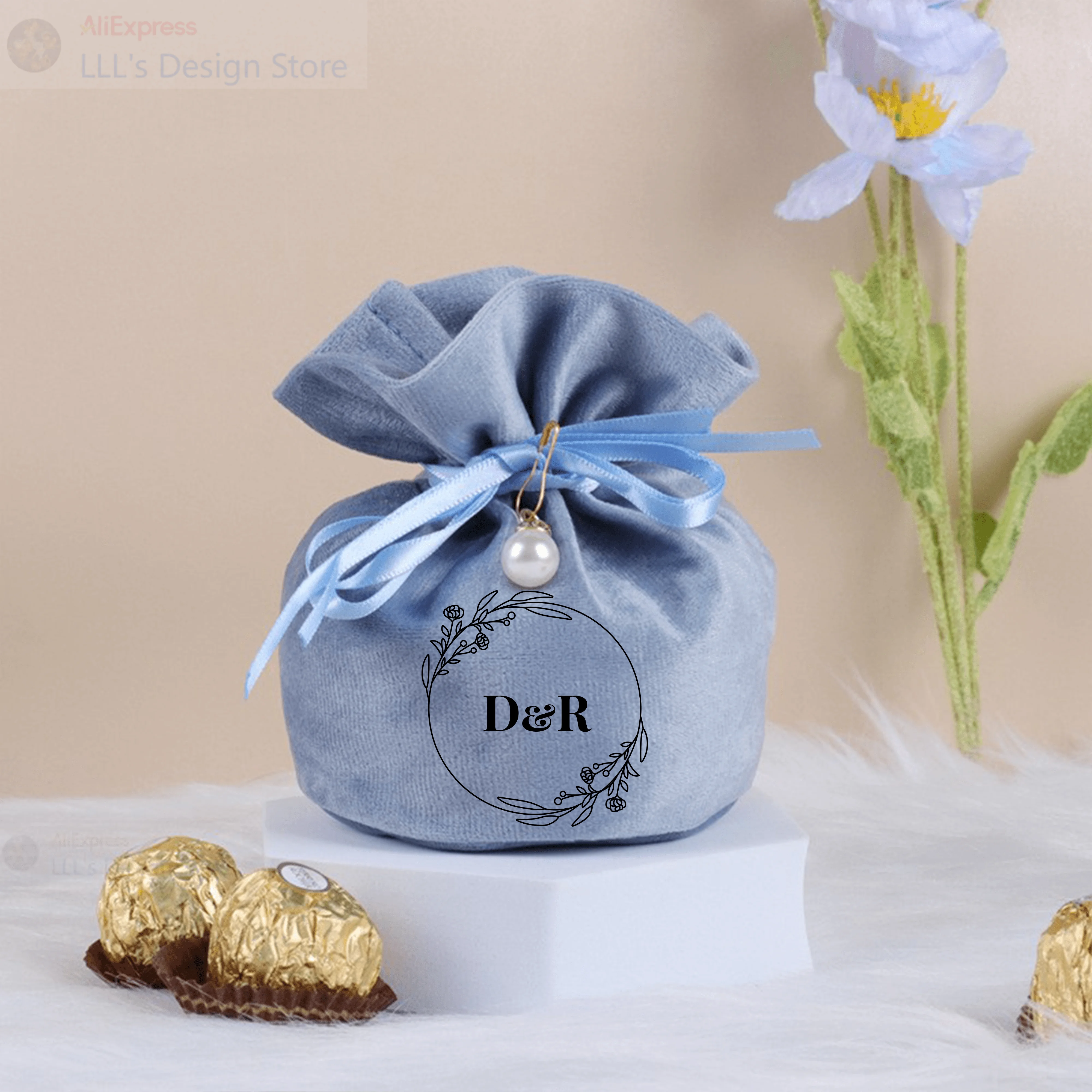 5/10/50 قطعة مخصص الحقيبة المخملية أكياس هدايا الحفلات الزفاف لصالح أكياس لضيف استحمام الطفل لصالح حقيبة المخملية هدية التفاف كيس الحلوى #5